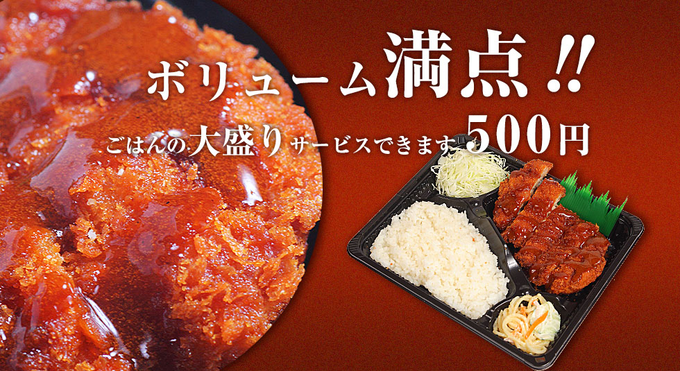 ボリューム満点！！ごはんの大盛りサービスできます　480円